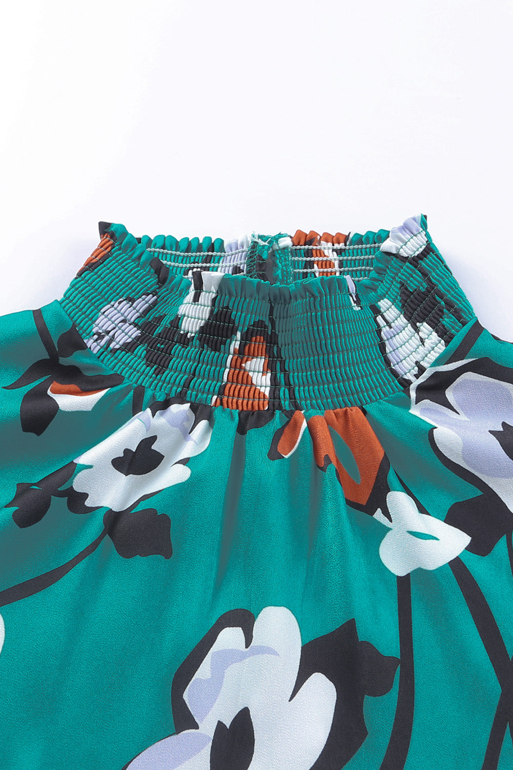 Floral Mock Neck Ruffle Sleeve Blouse