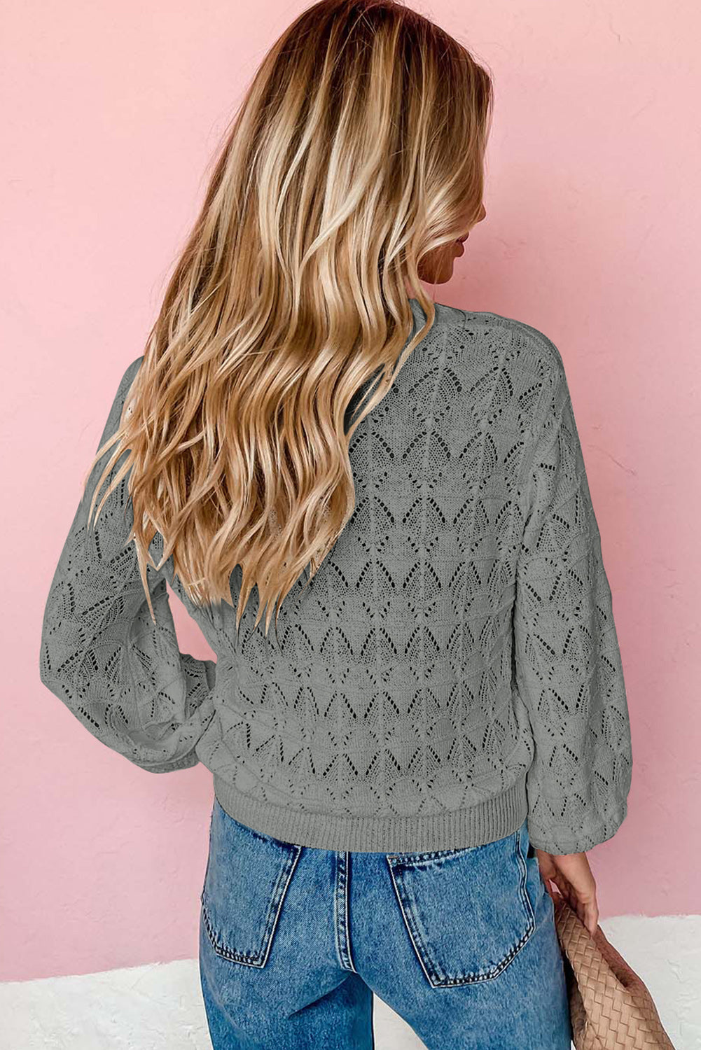 gray crochet cardigan