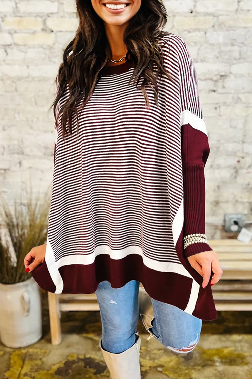 striped knit sweater
