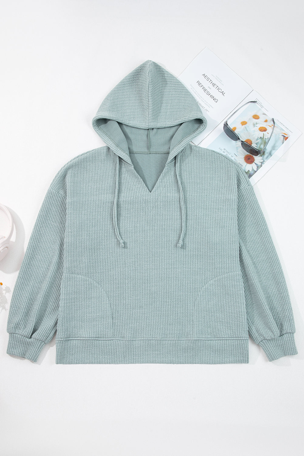 ribbed knit hoodie