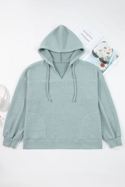 ribbed knit hoodie