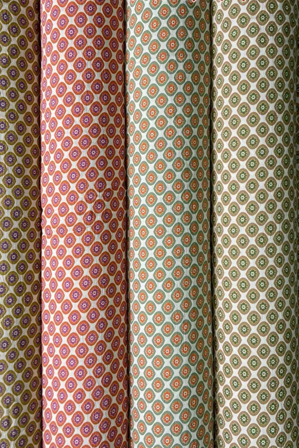 Green Plus Size Floral Print Mixed Patchwork Notched Neck Long Sleeve Blouse