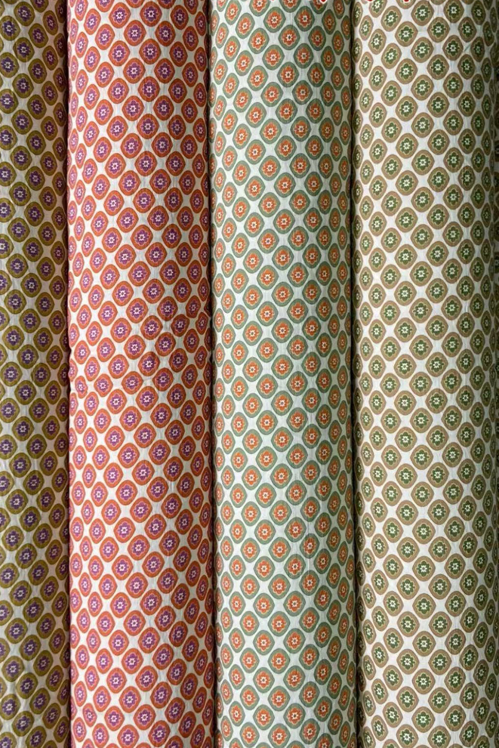 Green Plus Size Floral Print Mixed Patchwork Notched Neck Long Sleeve Blouse