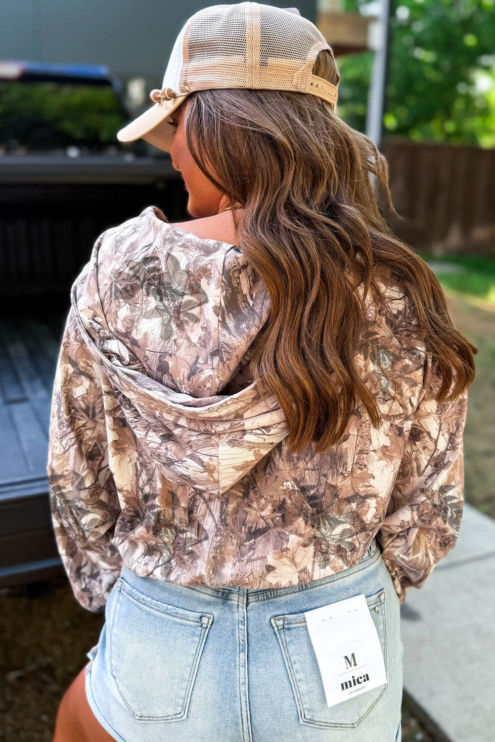 Brown Leafy Abstract Print Kangaroo Pocket Quarter Zip Hoodie