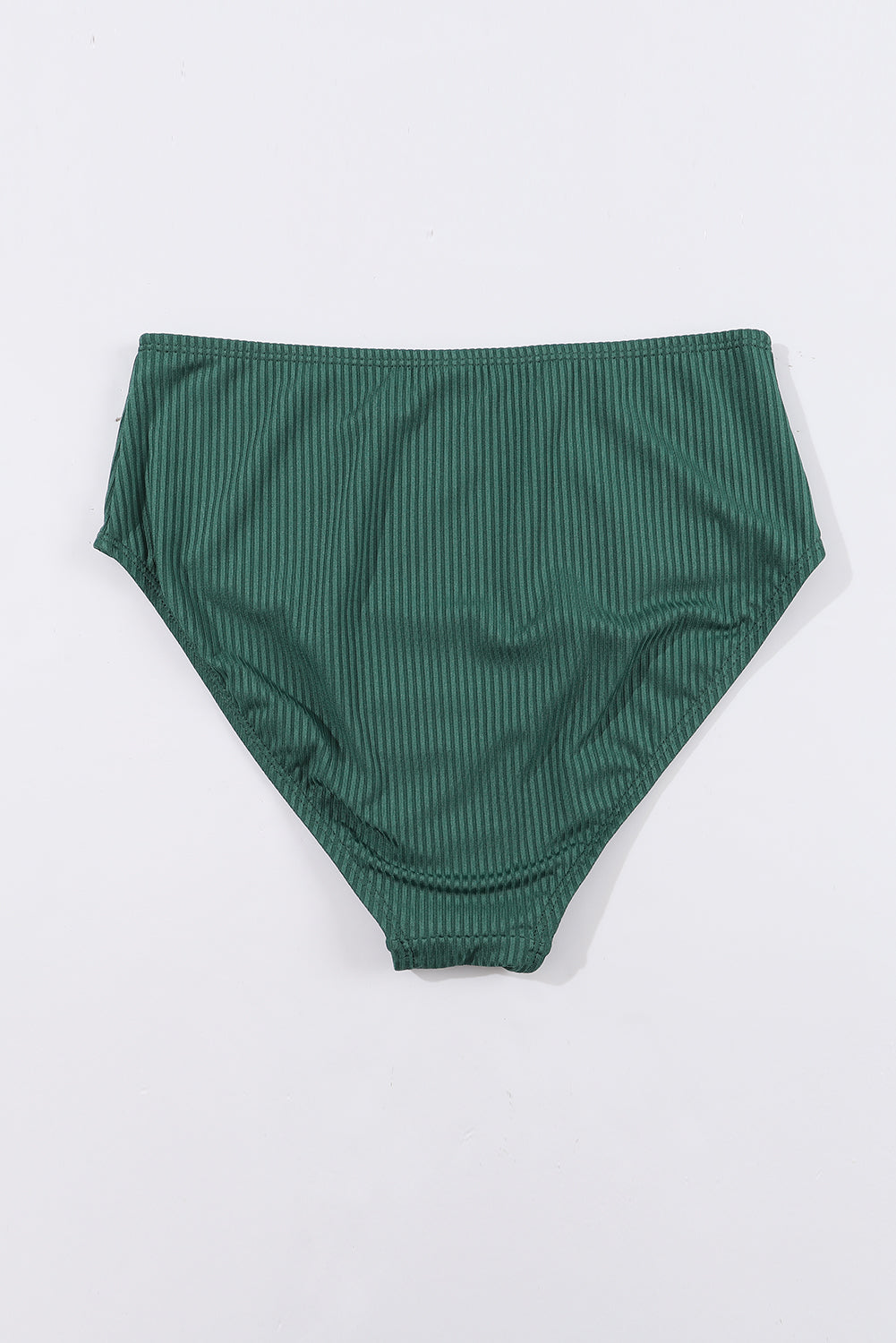 Black Emerald Ruched U Neck Ribbed Tankini