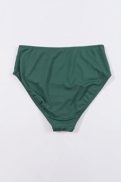 Black Emerald Ruched U Neck Ribbed Tankini