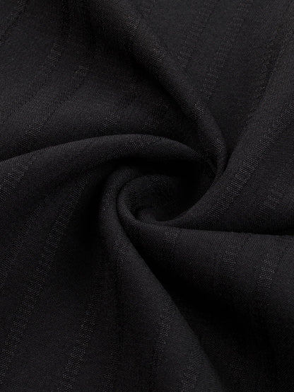 Black Ruffled Sleeve Rib Textured Plus Size Shift Dress