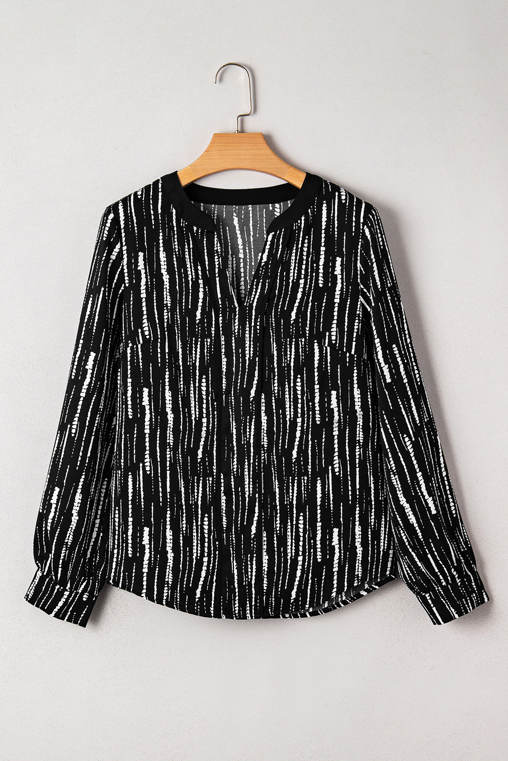 Black Spring and Autumn V-neck long-sleeve tie-dye casual pullover
