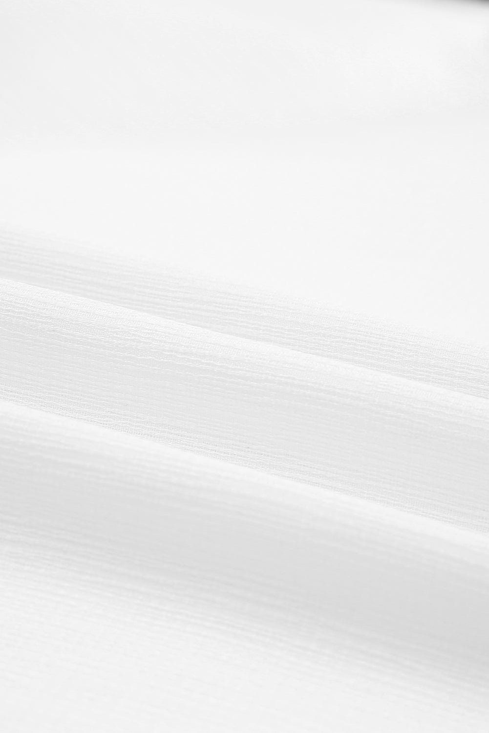 Elegant White Lace Detail V-Neck Blouse