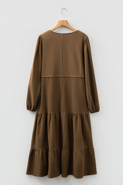 solid long sleeve maxi dress