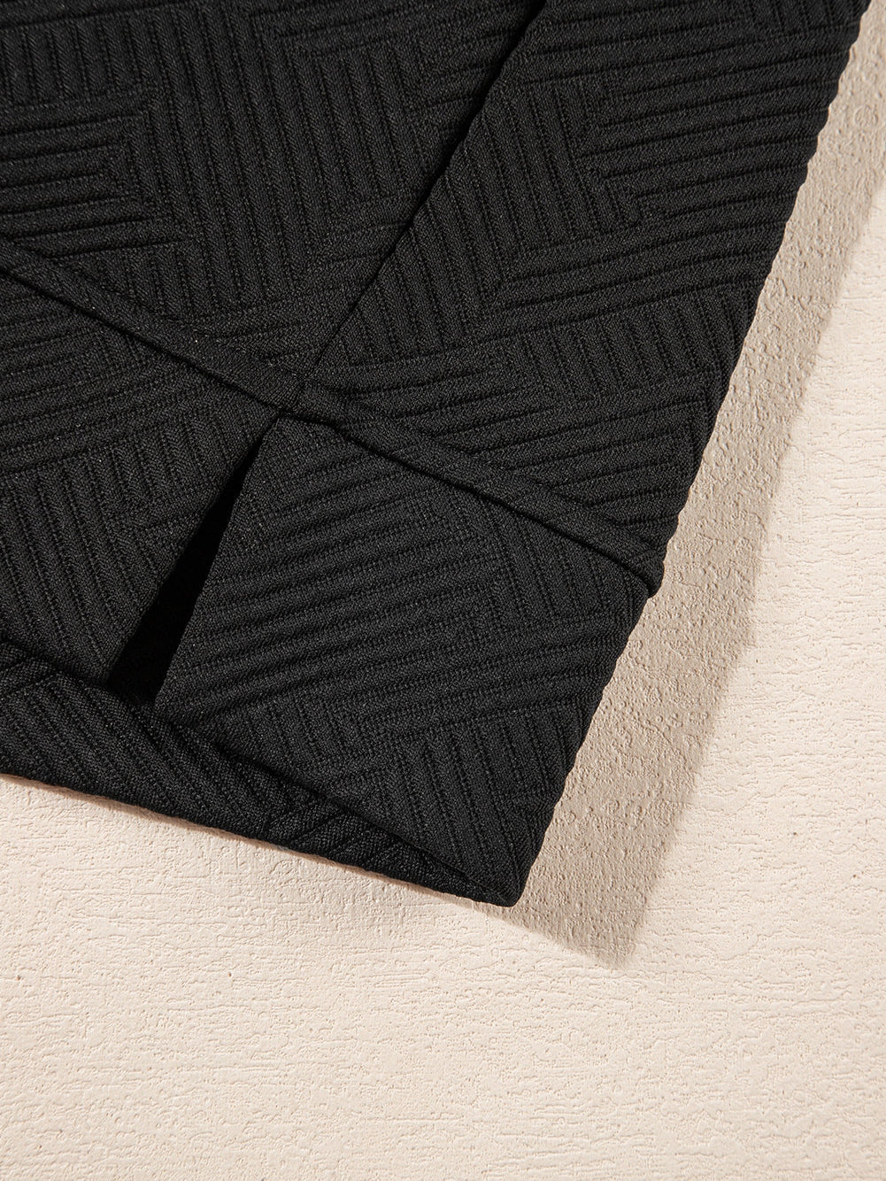 Chic Black Ruffle Sleeve Quarter Zip Top with Wide Leg Pants Set