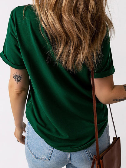 Festive Green Starry Letter Print Tee