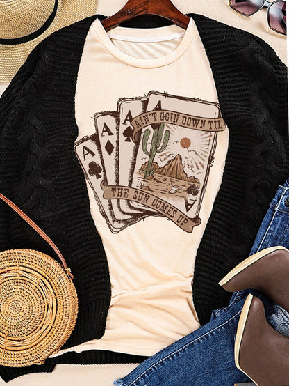 Khaki Poker Night Western Graphic Tee