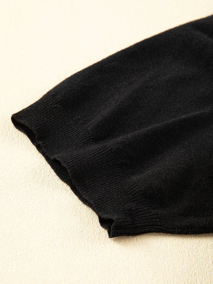 Sparkling Black Glitter Tinsel Cheers Plus Size Short Sleeve Sweater