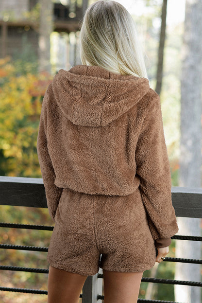 sherpa hoodie short set