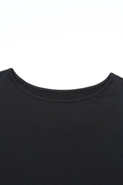 Black Asymmetrical Cut Out Buttoned Long Sleeve Top