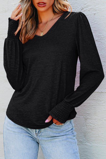 v neck long sleeve top
