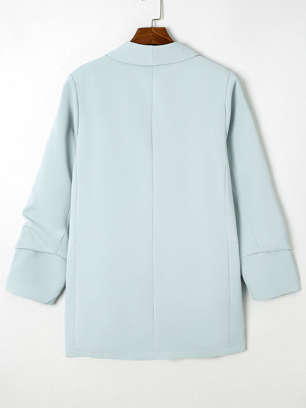 Sky Blue Plus Size Soft Lightweight Pocketed Lapel Blazer