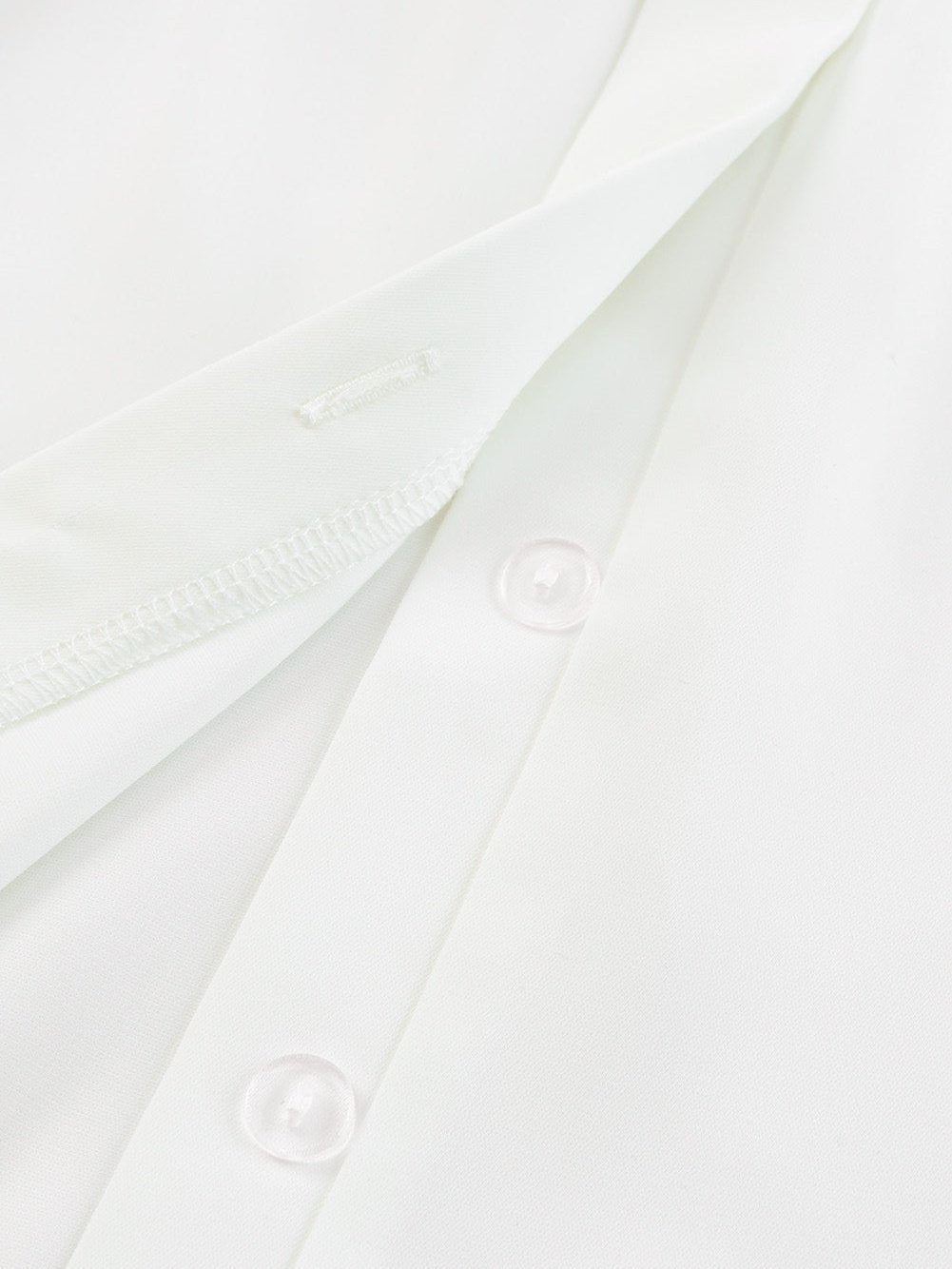 Graceful White Pleated Round Neck Shirt with Puff Sleeves