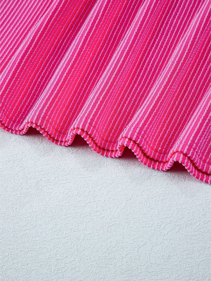 Vibrant Pink Patchwork Knit Lounge Set for Plus Size Women