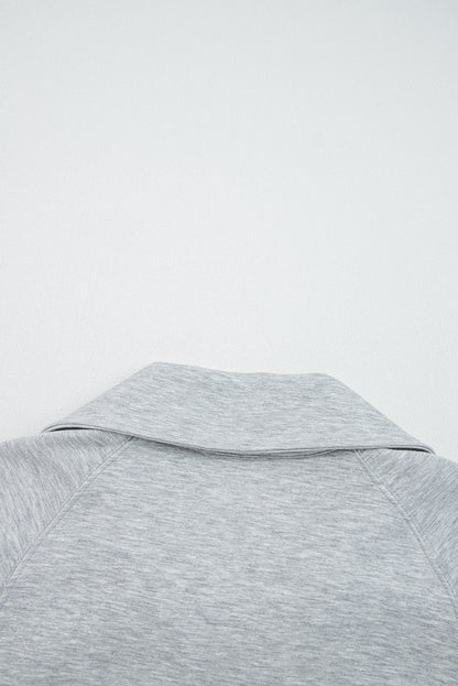 Light Grey Zip Collar Long Sleeve Top Drawstring Pants Set