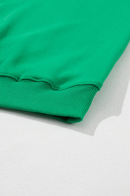 Green LUCKY Aphabet Chenille Embroidered Pullover Sweatshirt