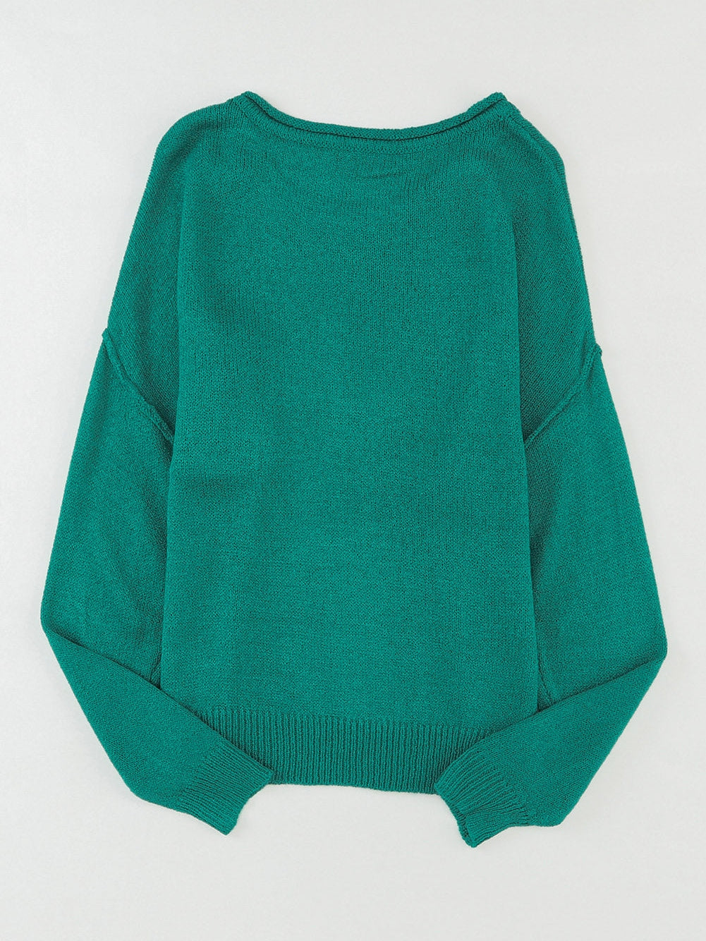 Green Rib Knit Off Shoulder Sweater with Chest Pocket