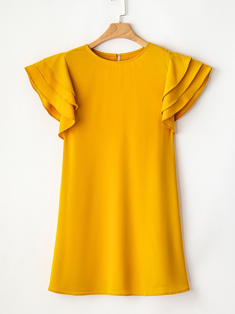 Tiered Ruffled Sleeve Grapefruit Orange Plus Size Dress for Parties and Beyond