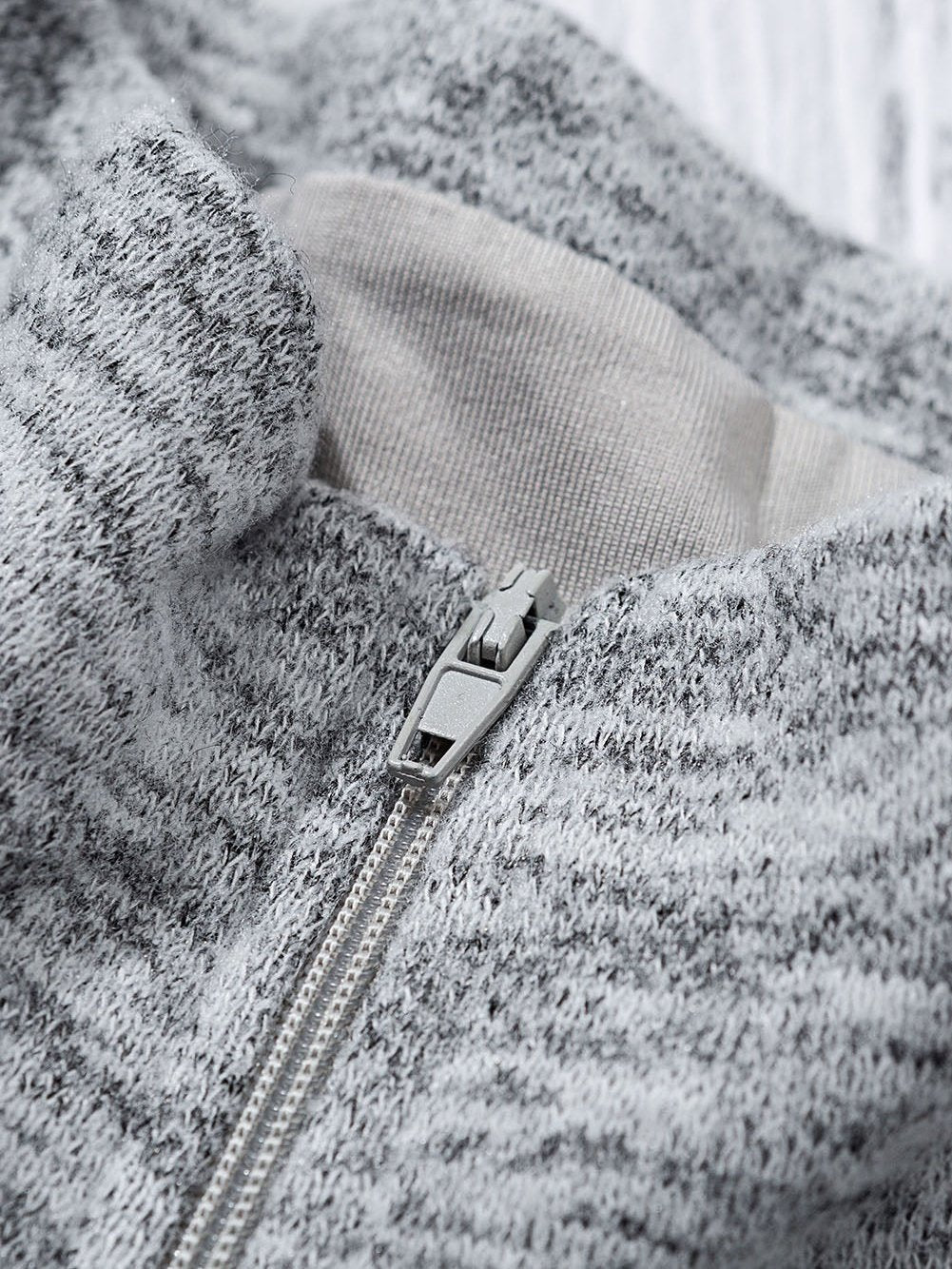 Heathered Gray Zip-Up Pullover with Kangaroo Pocket