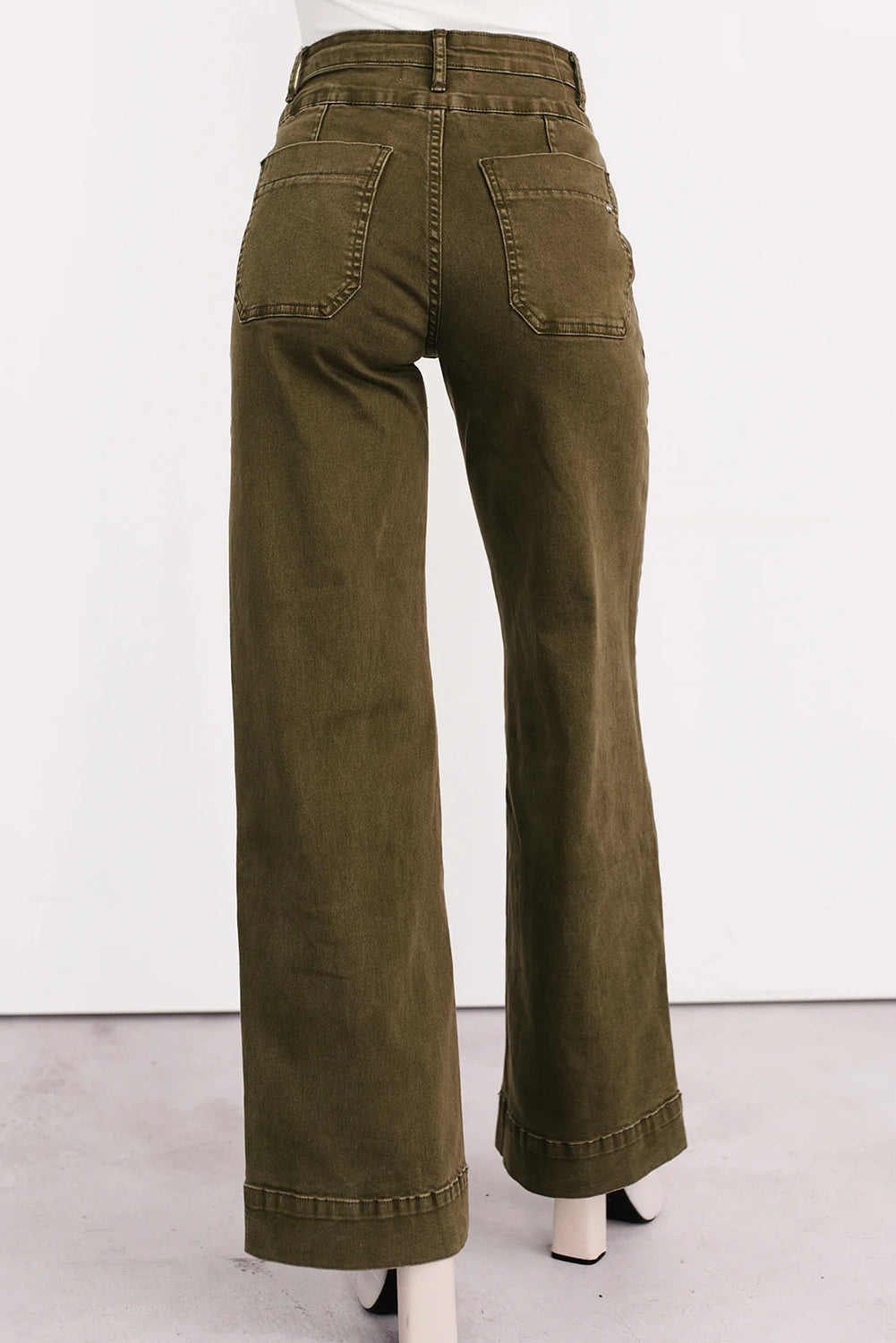Jungle Green Henley Wide Leg Mica Denim Jeans