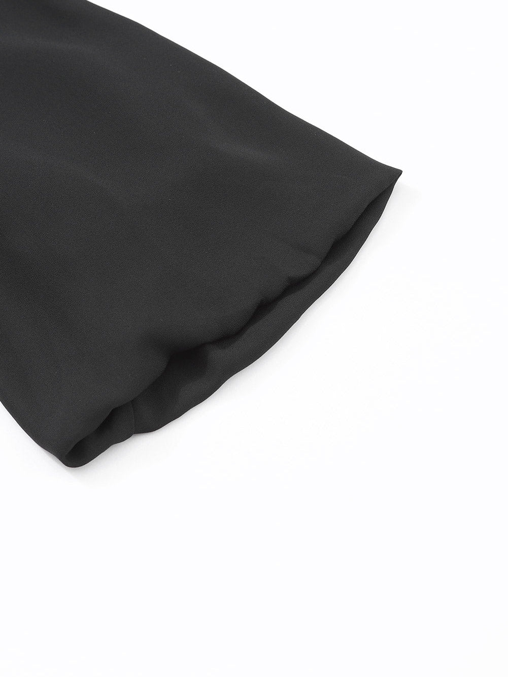 Elegant Black Ruffle Sleeve Keyhole Back Blouse