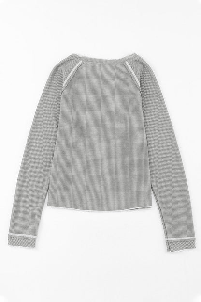 textured knit long sleeve top