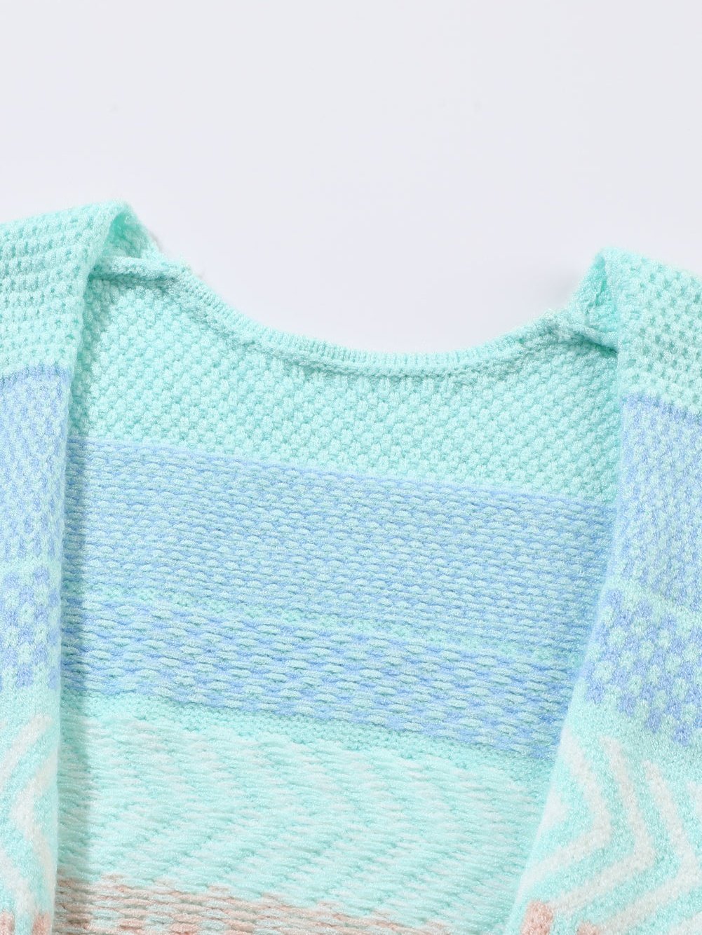 Elegant Multicolored Striped Knit Open-Front Sweater Coat