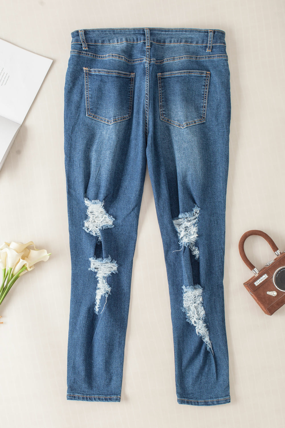 Blue Acid Washed Plus Size Skinny Jeans