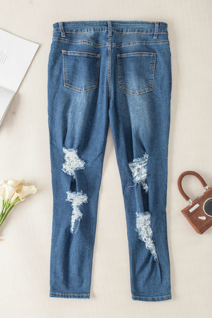 Blue Acid Washed Plus Size Skinny Jeans