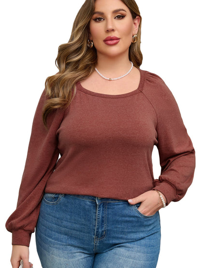 Gold Flame Square Neck Plus Size Knit Top
