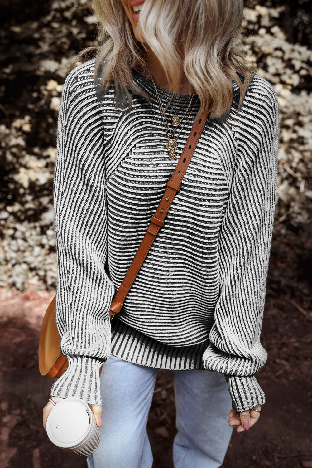 striped knit sweater