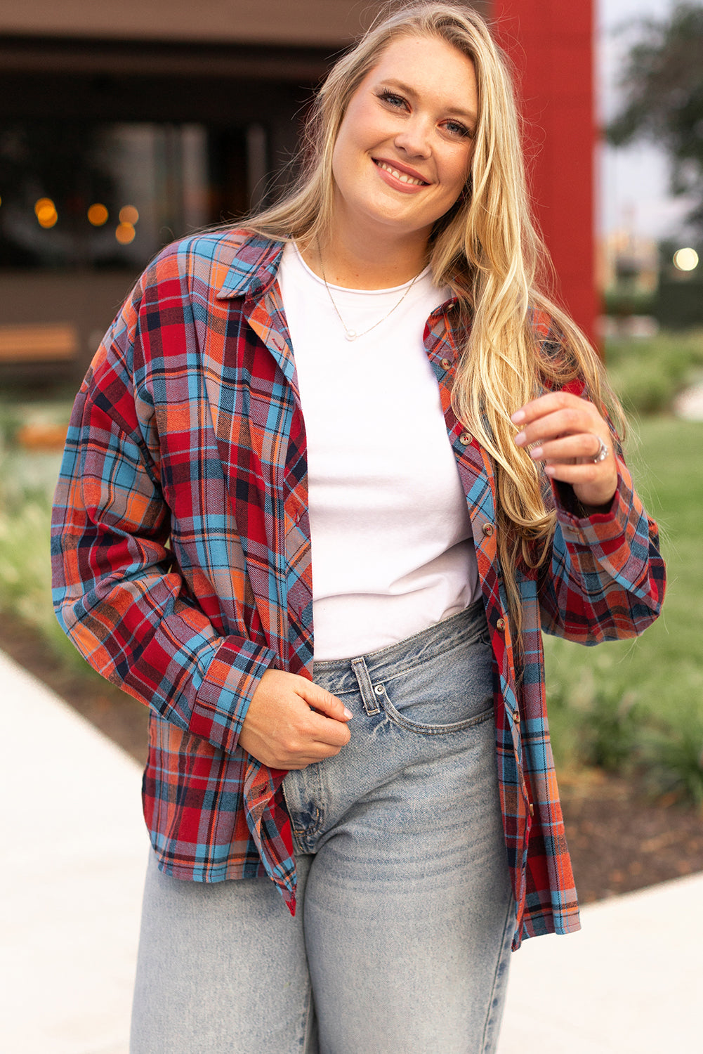 plus size check shirt