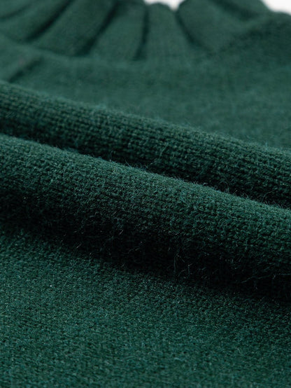 Elegant Blackish Green Batwing Knit Sweater with Mock Neck