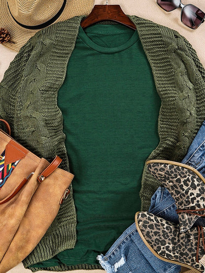 Green Casual Crew Neck T-Shirt for Women