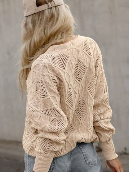 Elegant Apricot V-Neck Oversized Knit Cardigan with Button Detail