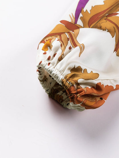 Floral Fantasy V Neck Babydoll Blouse in Multicolor