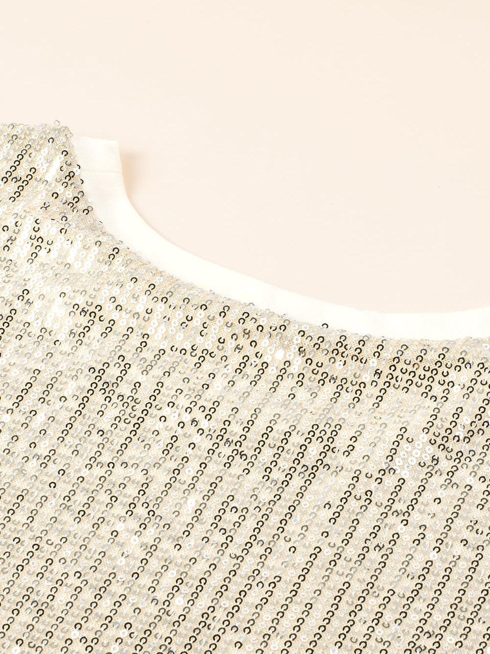 Light Pink Plus Size Sequin Short Sleeve T-shirt Dress