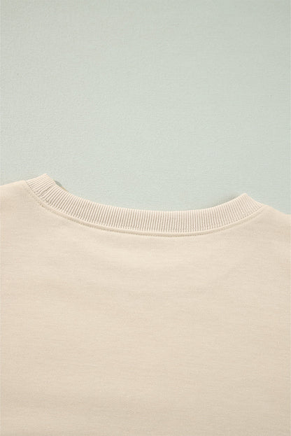 Jet Stream Solid Color Ruffled Shoulder Long Sleeve Blouse