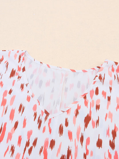 Pink Leopard Print Oversized Dolman Sleeve Plus Size Blouse