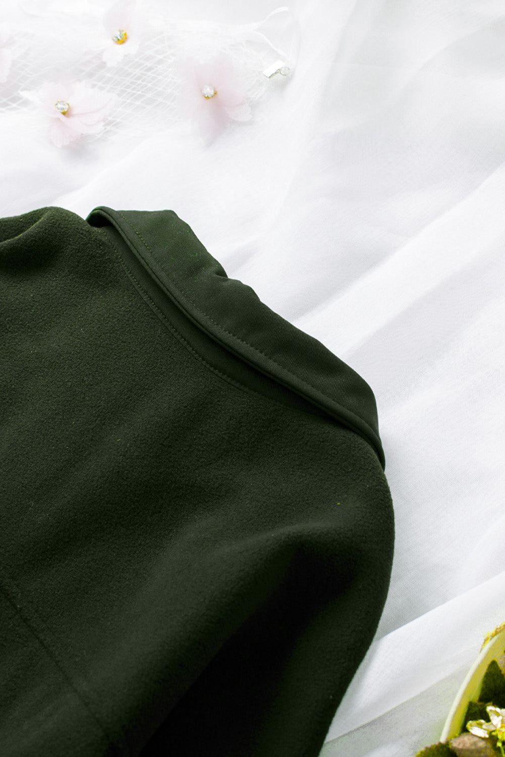 Green Stylish Button-Up Shirt Jacket with Collar