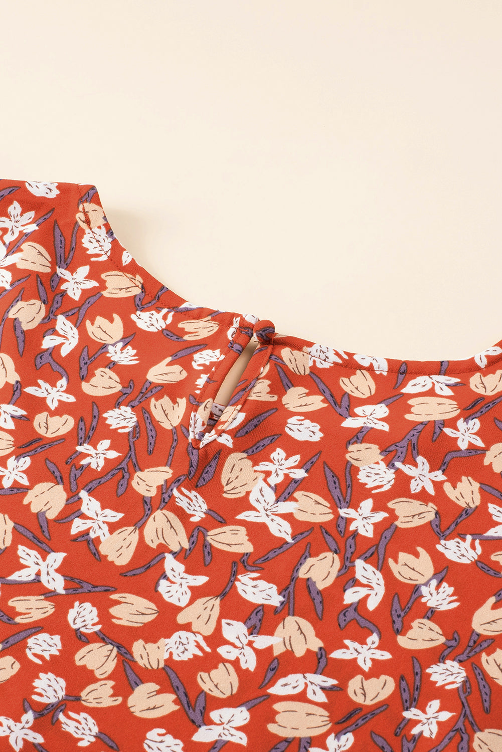 Elegant Gold Floral Square Neck Bubble Sleeve Plus Size Midi Dress