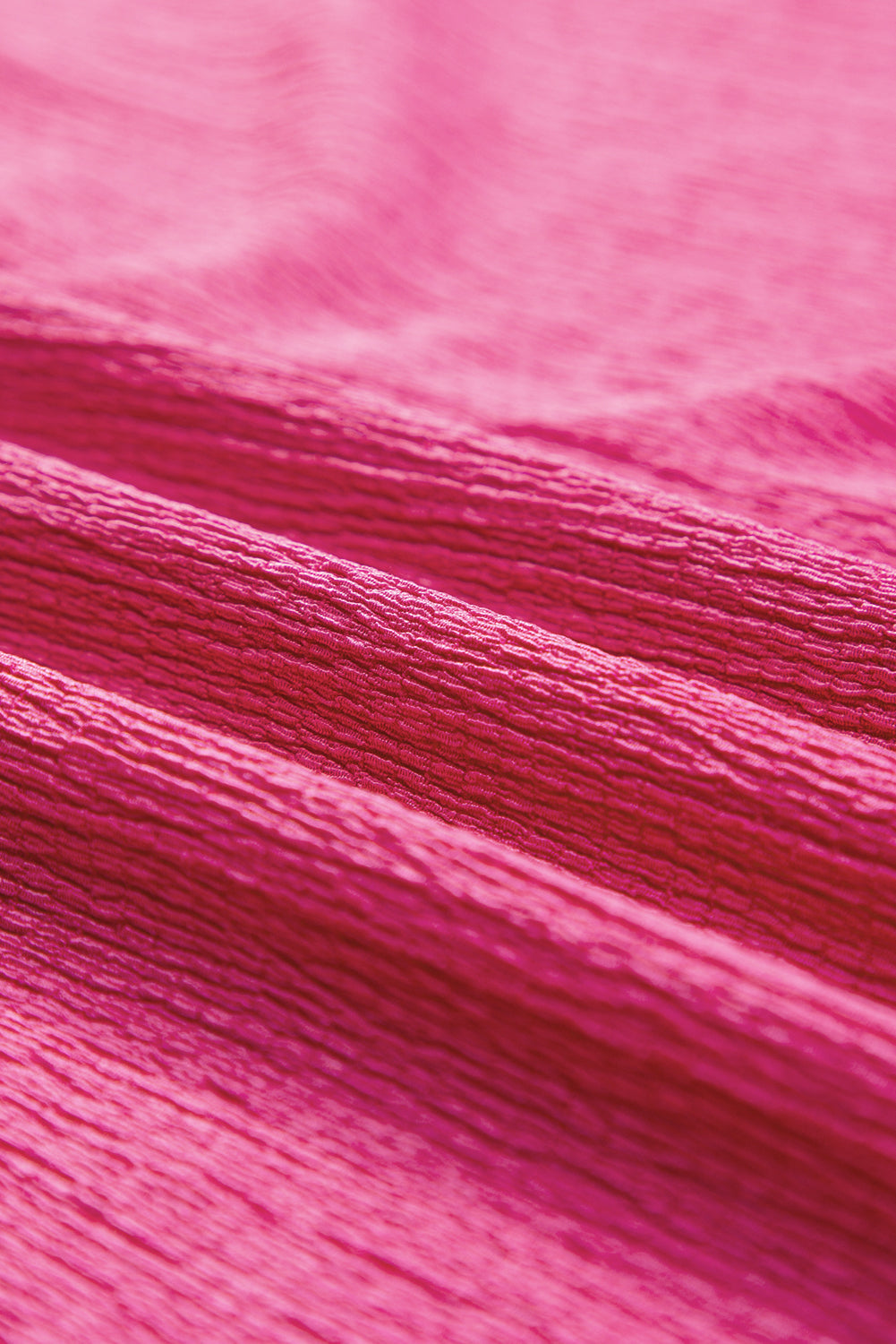 Bubble Hem Bright Pink V Neck Plus Size Top