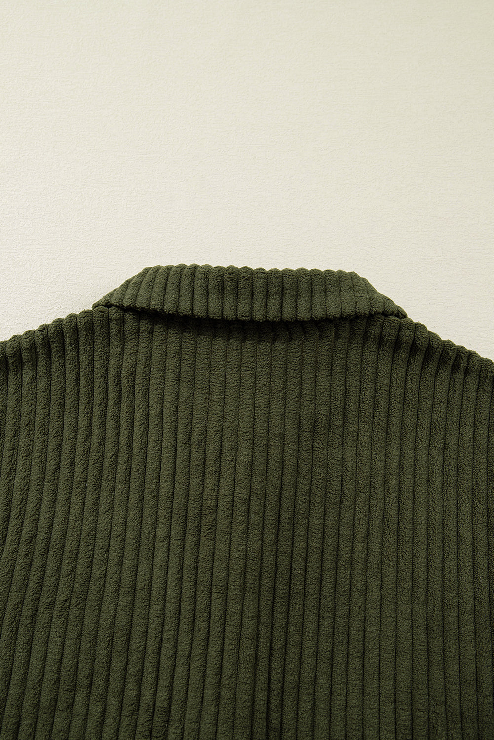 Jungle Green Ribbed Fleece Plaid Print Patchwork Button Up Jacket