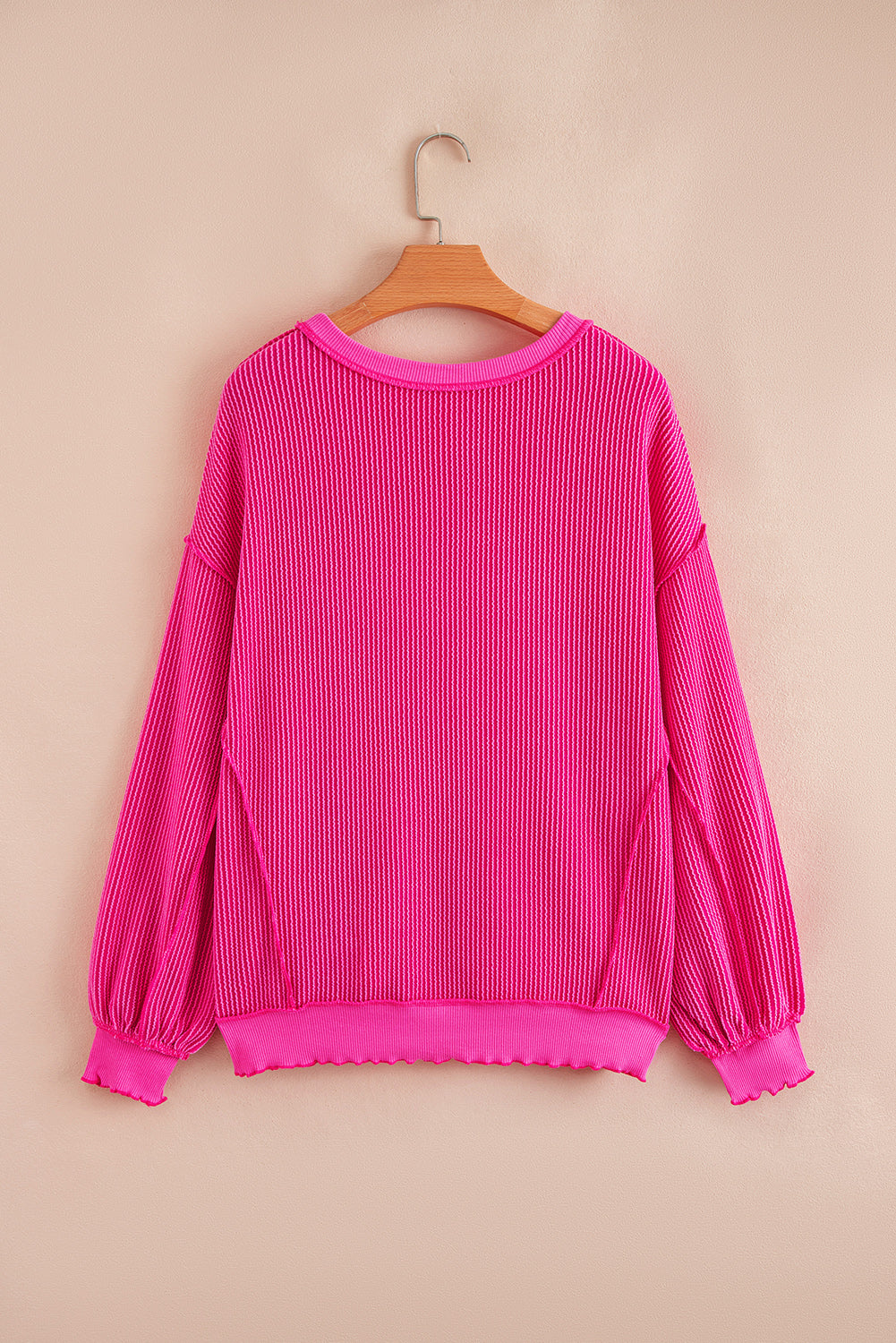 twisted ribbed long sleeve top